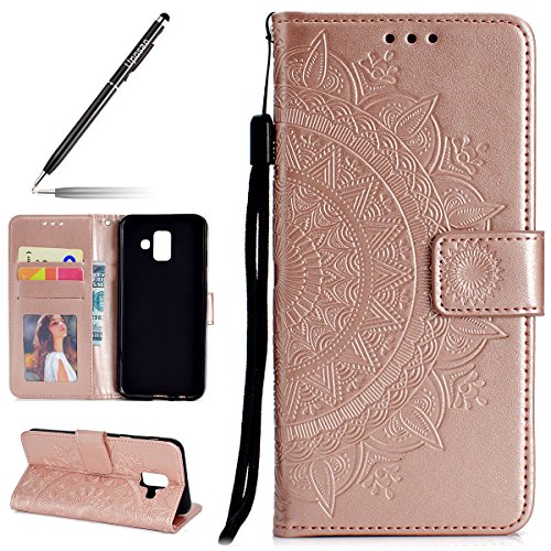 Uposao Kompatibel mit Galaxy A6 2018 Handytasche Klappbar Flip Case Prägung Blumen Tasche Leder Brieftasche Lederhülle Leder Handy Schutzhülle Cover mit Magnetverschluss,Rose Gold Uposao Kompatibel mit Galaxy A6 2018 Handytasche Klappbar Flip Case Prägung Blumen Tasche Leder Brieftasche Lederhülle Leder Handy Schutzhülle Cover mit Magnetverschluss,Rose Gold von Uposao