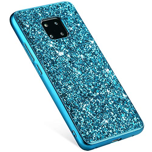 Uposao Kompatibel mit Huawei Mate 20 Pro Handyhülle TPU Silikon Hülle Bling Glänzend Glitzer Kristall Strass Diamant Handy Tasche Weiche Silikon Hülle Slim Case Handy Schutzhülle,Blau von Uposao