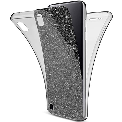 Uposao Kompatibel mit Samsung Galaxy A10 Hülle 360 Grad Full Cover Kristall Bling Glitzer Durchsichtig Rundum-Schutz Beidseitiger Schutzhülle Komplett Handyhülle Silikon Case,Schwarz von Uposao