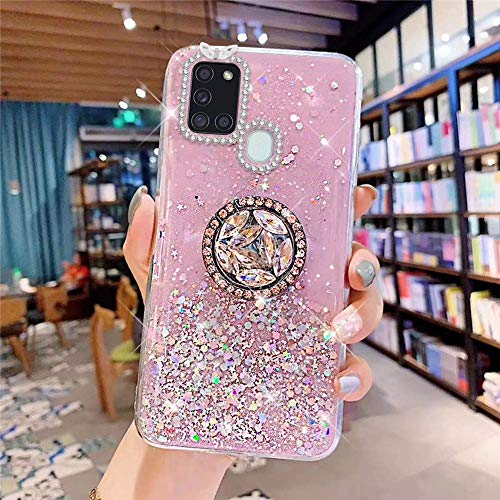 Uposao Kompatibel mit Samsung Galaxy A21S Hülle Glitzer Silikon Handyhülle mit Ring Halter Ständer Schutzhülle für Mädchen Glänzend Bling Strass Diamant Transparent TPU Handyhülle,Rosa Uposao Kompatibel mit Samsung Galaxy A21S Hülle Glitzer Silikon Handyhülle mit Ring Halter Ständer Schutzhülle für Mädchen Glänzend Bling Strass Diamant Transparent TPU Handyhülle,Rosa von Uposao