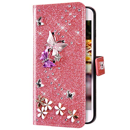 Uposao Kompatibel mit Samsung Galaxy S7 Hülle Schmetterling Blume Diamant Strass Bling Glitzer Handy Hülle Leder Wallet Schutzhülle Brieftasche Hülle Klapphülle Tasche Kartenfächer,Rosa Uposao Kompatibel mit Samsung Galaxy S7 Hülle Schmetterling Blume Diamant Strass Bling Glitzer Handy Hülle Leder Wallet Schutzhülle Brieftasche Hülle Klapphülle Tasche Kartenfächer,Rosa von Uposao