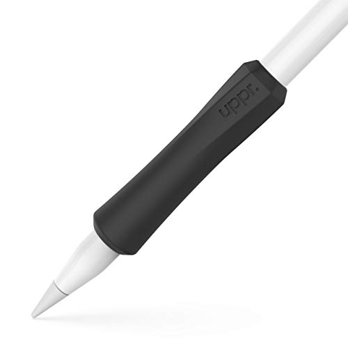 UPPERCASE Designs NimbleGrip Ergonomischer Premium-Griffhalter aus Silikon, Doppelseitiges Design, Kompatibel Mit Apple Pencil 1. Generation und Apple Pencil 2. Generation (Schwarz, 1 Packung) von Uppercase