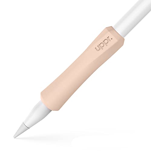 UPPERCASE NimbleGrip Premium Silikon Ergonomischer Griffhalter, Kompatibel mit Apple Pencil und Apple Pencil 2 (Beige, 2er Pack) von Uppercase