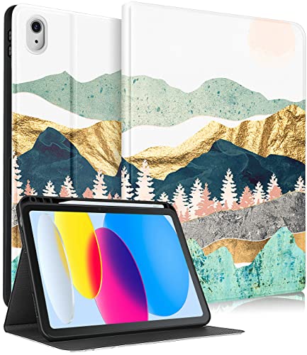 Uppuppy Schutzhülle für Apple iPad 10. Generation, 10,9 Zoll, Mädchen, niedliche Frauen, Folio-Smart-Cover mit Stifthalter, abstrakte Malerei, ästhetisches Design, Mädchen, Teenager, einzigartige von Uppuppy