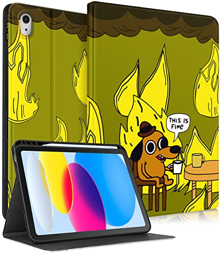 Uppuppy Schutzhülle für Apple iPad 10. Generation, 10,9 Zoll, niedlich, Jungen, Kinder, Folio-Smart-Cover mit Stifthalter, Hund, Cartoon, cooles Design, lustig, Männer, Teenager, einzigartige Hüllen von Uppuppy