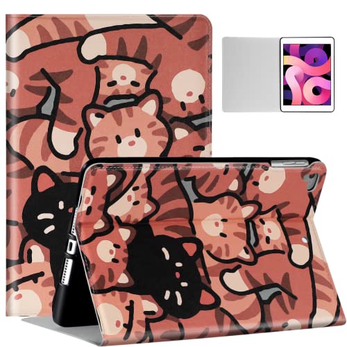 Uppuppy Schutzhülle für Apple iPad Air 2/1. Generation & iPad 5. (2017)/6. (2018)/Pro 9,7 Zoll Cartoon Cute Kawaii Cat Animal Preppy Partten Folio Cover a1474 a1475 a1566 a1673 Hüllen für Frauen von Uppuppy