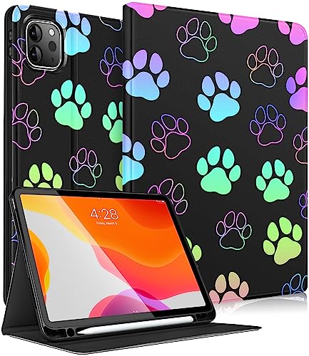 Uppuppy Schutzhülle für Apple iPad Air 5./4. Generation, 10,9 Zoll, für iPad Pro 11 Zoll Hülle Stifthalter Niedlich Kinder Frauen Mädchen Folio Pfotenabdruck Cover für iPad Air 5 2022/4 2020/Pro 11 von Uppuppy