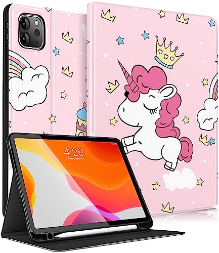 Uppuppy Schutzhülle für Apple iPad Pro 12,9 Zoll (32,9 cm), niedlicher Folio-Stifthalter, für Damen und Mädchen, Cartoon-Hülle für iPad Pro 12,9 Zoll, 6. / 5. / 4. / 3. Generation 2022/2021/2020/2018 von Uppuppy