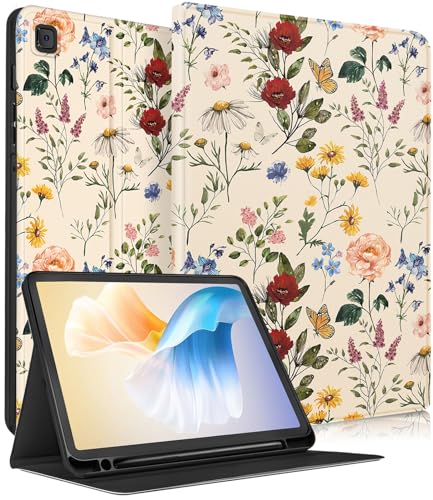 Uppuppy Schutzhülle für Samsung Galaxy Tab S6 Lite, 26,7 cm (10,4 Zoll), Kinder, niedlich, Mädchen, Blume, Mädchen, hübsches Blumenmuster, Kawaii, Teenager, ästhetische Tablet-Abdeckung für Samsung S6 von Uppuppy