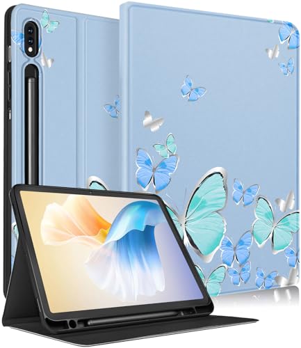 Uppuppy Schutzhülle für Samsung Galaxy Tab S8 Plus/S7 Plus/S7 FE 31,4 cm (12,4 Zoll), für Frauen und Mädchen, niedliches Folio, mädchenhaft, hübsches Kawaii-Schmetterling-Design, für Samsung Tablet S8 von Uppuppy