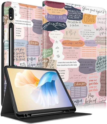 Uppuppy Schutzhülle für Samsung Galaxy Tab S8 Plus/S7 Plus/S7 FE 31,4 cm (12,4 Zoll) Frauen Mädchen Cute Folio Girly Teens Pretty Quotes Einzigartige Abdeckung für Samsung Tablet S8 Plus 2022/S7 Plus von Uppuppy