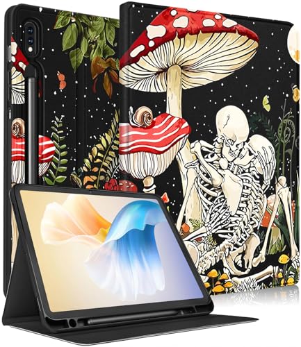 Uppuppy Schutzhülle für Samsung Galaxy Tab S8 Plus / S7 Plus / S7 FE 12,4 Zoll (32,4 cm), Totenkopf, niedlich, Mädchen, Folio, Jungen, Skelett, lustig, Gothic, Horror-Abdeckung für Samsung Tablet S8 von Uppuppy