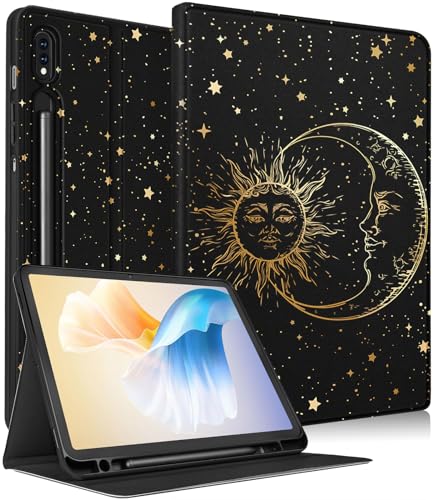 Uppuppy Schutzhülle für Samsung Galaxy Tab S8 Plus / S7 Plus / S7 FE 12,4 Zoll (32,4 cm), süßes Design, für Samsung Tablet S8 Plus 2022/S7 Plus 2021/S7 FE 5G, Schwarz von Uppuppy