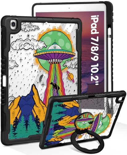Uppuppy Schutzhülle für iPad 9. / 8. / 7. Generation, iPad Air 3 / Pro 10,5 Zoll 2017 – niedliche Mädchen mit Stifthalter und Ständer, transparente Abdeckung, Cartoon-Spaß, Jungen, cool für iPad 9/8/7 von Uppuppy