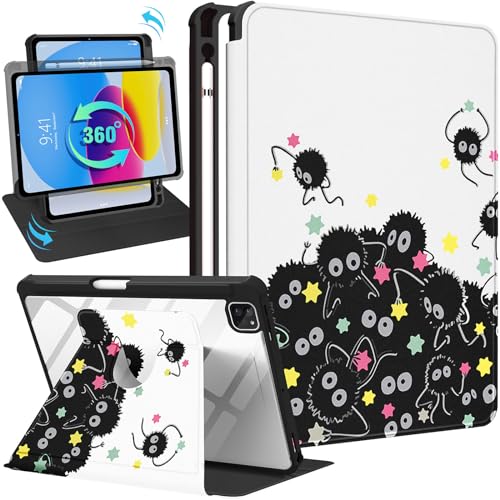Uppuppy Schutzhülle für iPad Air 27,9 cm (11 Zoll), Air 5. / 4. Generation 10,9 Zoll, Pro 11 Zoll (27,9 cm), für Apple Stifthalter, niedliches Cartoon, drehbare Folio-Abdeckung für iPad Air 11 2024 von Uppuppy
