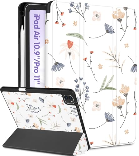 Uppuppy Schutzhülle für iPad Air 5./4. Generation 10.9, für iPad Pro 11 Zoll Hülle Mädchen Niedliche Frauen Folio Cover Stifthalter Blumenmuster Girly Kawaii Teens für Apple iPad Air 5/4 von Uppuppy