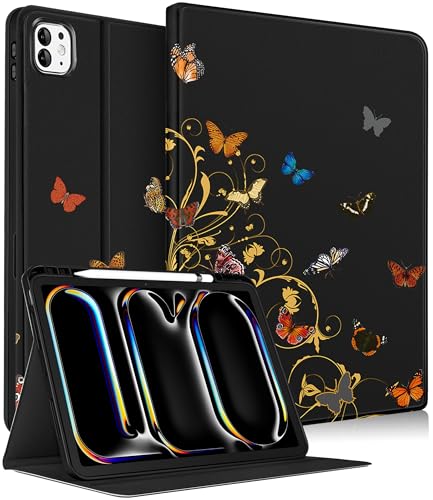 Uppuppy Schutzhülle für iPad Pro 13 Zoll 2024 – Frauen Cute Girls Folio Smart Cover mit Stifthalter Schmetterling Girly Design Pretty Unique für iPad Pro M4 13 Zoll Hüllen A2925 A2926 A3007 Uppuppy Schutzhülle für iPad Pro 13 Zoll 2024 – Frauen Cute Girls Folio Smart Cover mit Stifthalter Schmetterling Girly Design Pretty Unique für iPad Pro M4 13 Zoll Hüllen A2925 A2926 A3007 von Uppuppy