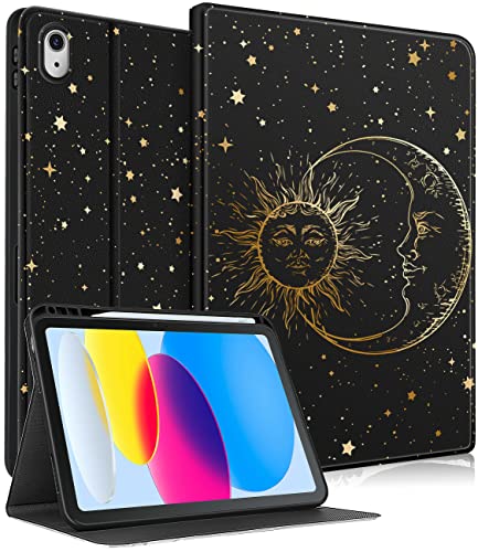 Uppuppy for Apple iPad 10th Generation Case 10.9 Inch Girls Cute Boys Women Folio Smart Cover Pencil Holder Sun and Moon Aesthetic Cool Design Kawaii Teens Cases for iPad 10 Gen 2022 A2696 A2757 von Uppuppy