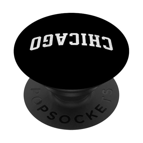 Umgedrehter Stadtname Chicago PopSockets Klebender PopGrip Umgedrehter Stadtname Chicago PopSockets Klebender PopGrip von Upside Down Cities Graphics Collection