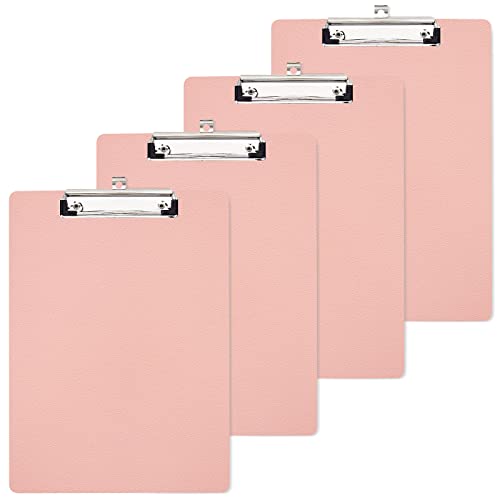 Uquelic Klemmbrett/Schreibbrett/Clipboard A4-4Pcs Zwischenablage mit Robustem Clip und Loch Zum Aufhängen (Rosa) von Uquelic