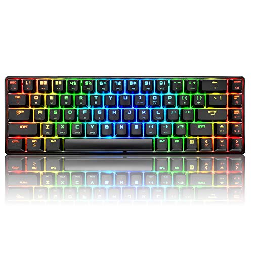 60% RGB Mechanical Gaming Tastatur Typ C verkabelt 68 Tasten 18 RGB Hintergrundbeleuchtung USB Wasserdichte Tastatur Anti-Ghosting-Tasten für Spieler und Schreibkräfte (Schwarz / Blau-Schalter) von UrChoiceLtd