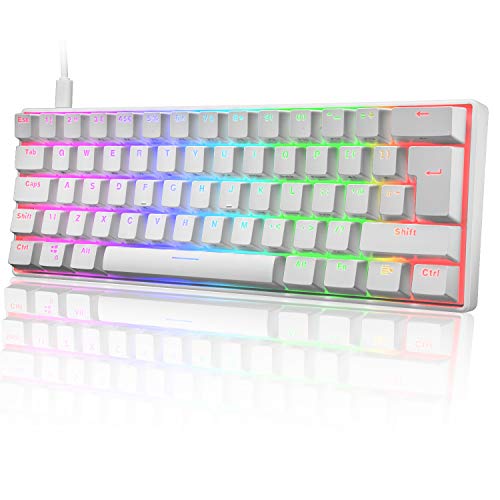 UK Layout 60% Mechanische Gaming-Tastatur Typ C verkabelt 61 Tasten LED-beleuchtete USB-wasserdichte Tastatur 14 Chroma RGB-Hintergrundbeleuchtung Anti-Ghosting-Tasten für Computer/PC/ Lapto /MAC von UrChoiceLtd