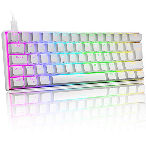 UK Layout 60% Mechanische Gaming-Tastatur Typ C verkabelt 61 Tasten LED-beleuchtete USB-wasserdichte Tastatur 14 Chroma RGB-Hintergrundbeleuchtung Anti-Ghosting-Tasten für Computer/PC/ Lapto /MAC von UrChoiceLtd