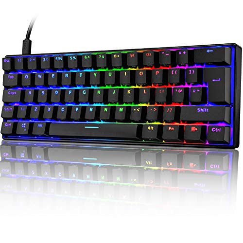 UK Layout 60% Mechanische Gaming-Tastatur Typ C verkabelt 61 Tasten LED-beleuchtete USB-wasserdichte Tastatur 14 Chroma RGB-Hintergrundbeleuchtung Anti-Ghosting-Tasten für Computer/PC/ Lapto /MAC von UrChoiceLtd