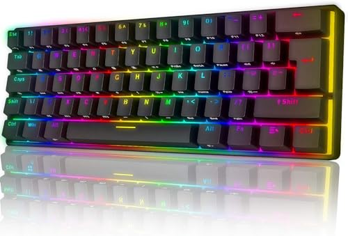 UK Layout 60% Mechanische Gaming-Tastatur Typ C verkabelt 61 Tasten LED-beleuchtete USB-wasserdichte Tastatur 14 Chroma RGB-Hintergrundbeleuchtung Anti-Ghosting-Tasten für Computer/PC/ Lapto /MAC von UrChoiceLtd