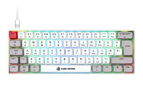 UK-Layout 60 % mechanische Gaming-Tastatur Typ C kabelgebunden Farbsublimation PBT-Tastenkappen RGB-LED-Hintergrundbeleuchtung wasserdichte USB-Tastatur volles Anti-Ghosting für Computer/PC/Laptop/MAC von UrChoiceLtd