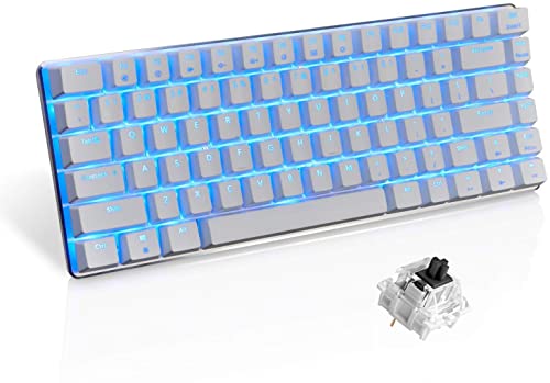 UrChoiceLtd AK33 Blaue LED-Hintergrundbeleuchtung Anti-Ghosting USB-Kabel Mechanische Gaming-Tastatur Schwarze Schalter für Büro, Schreibkräfte und Spiele (schwarzer Schalter, weiß) von UrChoiceLtd