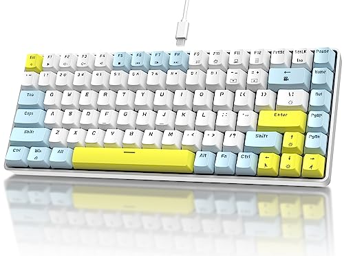 UrChoiceLtd K84 80% Mechanische Gaming Tastatur,84 Tasten,TKL Layout,Kompakte Tastatur,18 LED-Beleuchtung,Hot-Swap,USB-C Verkabelt,Anti-Ghosting,Ergonomisch,für PC,Mac,PS4 (Zitrone,Blauer Schalter) von UrChoiceLtd