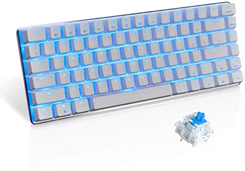 UrChoiceLtd mechanische Gaming-Tastatur AK33 mit USB-Anschluss, LED-Hintergrundbeleuchtung, Anti-Ghosting-Funktion, Blaue oder Schwarze Tasten, weiß Blue Switch von UrChoiceLtd