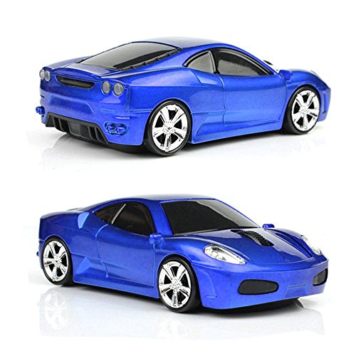 urchoiceltd 2017 2,4 GHz Wireless 3D 1600 DPI Sport Racing Auto-Form optische USB schnurlose Gaming Maus mit Scheinwerfer und Schwanz Tricks Dunkelblau von UrChoiceLtd