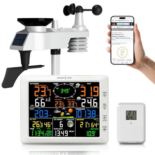 Urageuxy Funk Wetterstation mit Außensensor, Wlan 7-in-1 Große Farbkonsole mit Windmesser/Windfahne, Regenmesser, Innen Außen Thermometer/Hygrometer, UV und Sonnenlicht, weiß Urageuxy Funk Wetterstation mit Außensensor, Wlan 7-in-1 Große Farbkonsole mit Windmesser/Windfahne, Regenmesser, Innen Außen Thermometer/Hygrometer, UV und Sonnenlicht, weiß von Urageuxy