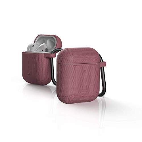 U by UAG [U] DOT Soft-Touch Silikon Hülle Apple Airpods 2 (2019) / Apple Airpods 1 (2016) [Wireless Charging kompatibel (LED sichtbar), Lightning-Anschluss Abdeckung, Karabinerhaken] Dusty Rose von URBAN ARMOR GEAR