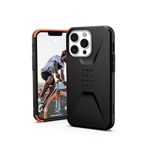 Urban Armor Gear Civilian Hülle kompatibel mit Apple iPhone 13 Pro [Wireless Charging kompatibles Cover, Sturzfeste Handyhülle, Displayschutz durch erhöhten Rand] schwarz von Urban Armor Gear