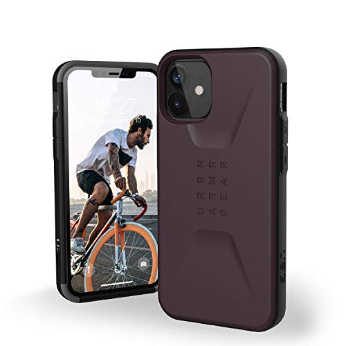 Urban Armor Gear Civilian Hülle kompatibel mit dem iPhone 12 Mini (5,4'' Zoll) Schutzhülle (Wireless Charging kompatibles Cover, Sturzfeste Handyhülle, Ultra Slim Bumper) - lila (Eggplant) von URBAN ARMOR GEAR