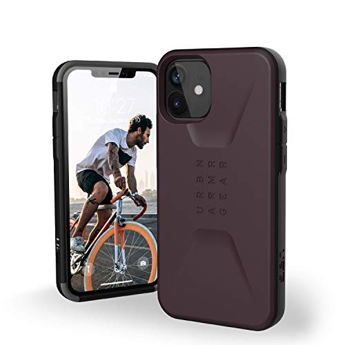 Urban Armor Gear Civilian Hülle kompatibel mit dem iPhone 12 Mini (5,4'' Zoll) Schutzhülle (Wireless Charging kompatibles Cover, Sturzfeste Handyhülle, Ultra Slim Bumper) - lila (Eggplant) von Urban Armor Gear