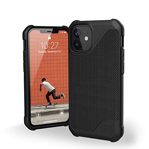 Urban Armor Gear Metropolis LT Hülle für Apple iPhone 12 mini (5,4") Schutzhülle [Fallschutz nach Militärstandard, Wireless Charging (Qi) kompatibel, Sturzfeste Handyhülle] FIBR ARMR schwarz von URBAN ARMOR GEAR