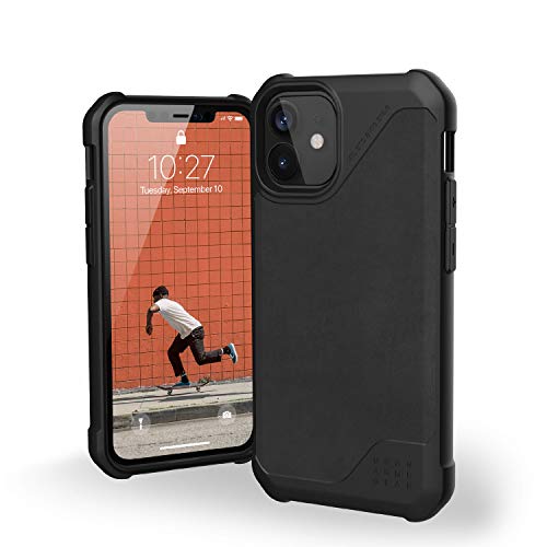 Urban Armor Gear Metropolis LT Hülle für Apple iPhone 12 mini (5,4") Schutzhülle [Fallschutz nach Militärstandard, Wireless Charging (Qi) kompatibel, Sturzfeste Handyhülle] Leder ARMR schwarz von URBAN ARMOR GEAR