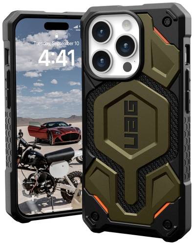 Urban Armor Gear Monarch Pro MagSafe Backcover Apple iPhone 15 Pro Kevlar®, Grün MagSafe kompatibel von Urban Armor Gear