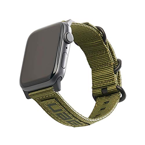 Urban Armor Gear Nato Armband für Apple Watch 42mm / 44mm (Watch SE, Series 6 / Series 5 / Series 4 / Series 3 / Series 2 / Series 1, Ersatzarmband aus Nylon) oliv grün, Olive von Urban Armor Gear