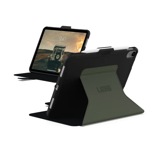 Urban Armor Gear Scout Folio Case für Apple iPad 10.9 Hülle (10. Generation / 2022) Schutzhülle [Magnetische Frontklappe, Wake/Sleep Unterstützung, Apple Pencil Halterung] schwarz/Olive von URBAN ARMOR GEAR