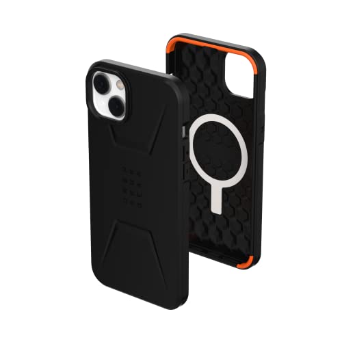 Urban Armor Gear UAG Civilian Hülle kompatibel mit Apple iPhone 14 Plus [Wireless Charging/Magnetische Aufladung kompatibel, Sturzfeste Handyhülle, Erhöhter Rand] schwarz von Urban Armor Gear