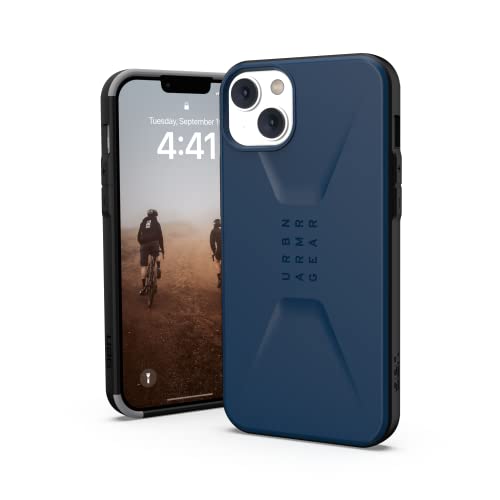 Urban Armor Gear UAG Civilian Hülle kompatibel mit Apple iPhone 14 Plus [Wireless Charging kompatibles Cover, Sturzfeste Handyhülle, Displayschutz durch erhöhten Rand] blau von URBAN ARMOR GEAR