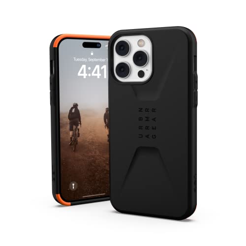 Urban Armor Gear UAG Civilian Hülle kompatibel mit Apple iPhone 14 Pro Max [Wireless Charging kompatibles Cover, Sturzfeste Handyhülle, Displayschutz durch erhöhten Rand] schwarz, 114043114040 von Urban Armor Gear