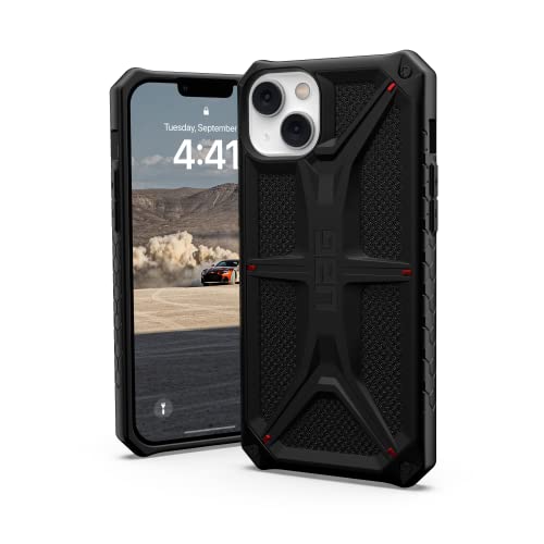 Urban Armor Gear UAG Monarch Schutzhülle kompatibel mit Apple iPhone 14 Plus [Wireless Charging kompatibel, 5-Schichten Schutz nach Militärstandard, Erhöhter Rand] schwarz/Kevlar von Urban Armor Gear