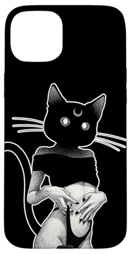 Katze, Mädchen, Mond Hülle für iPhone 15 Plus Katze, Mädchen, Mond Hülle für iPhone 15 Plus von Urban Empyre