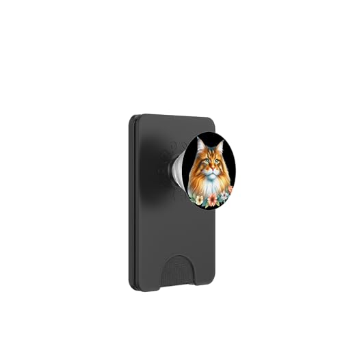 Maine Coon Katze x Blumen PopSockets PopWallet für MagSafe Maine Coon Katze x Blumen PopSockets PopWallet für MagSafe von Urban Empyre